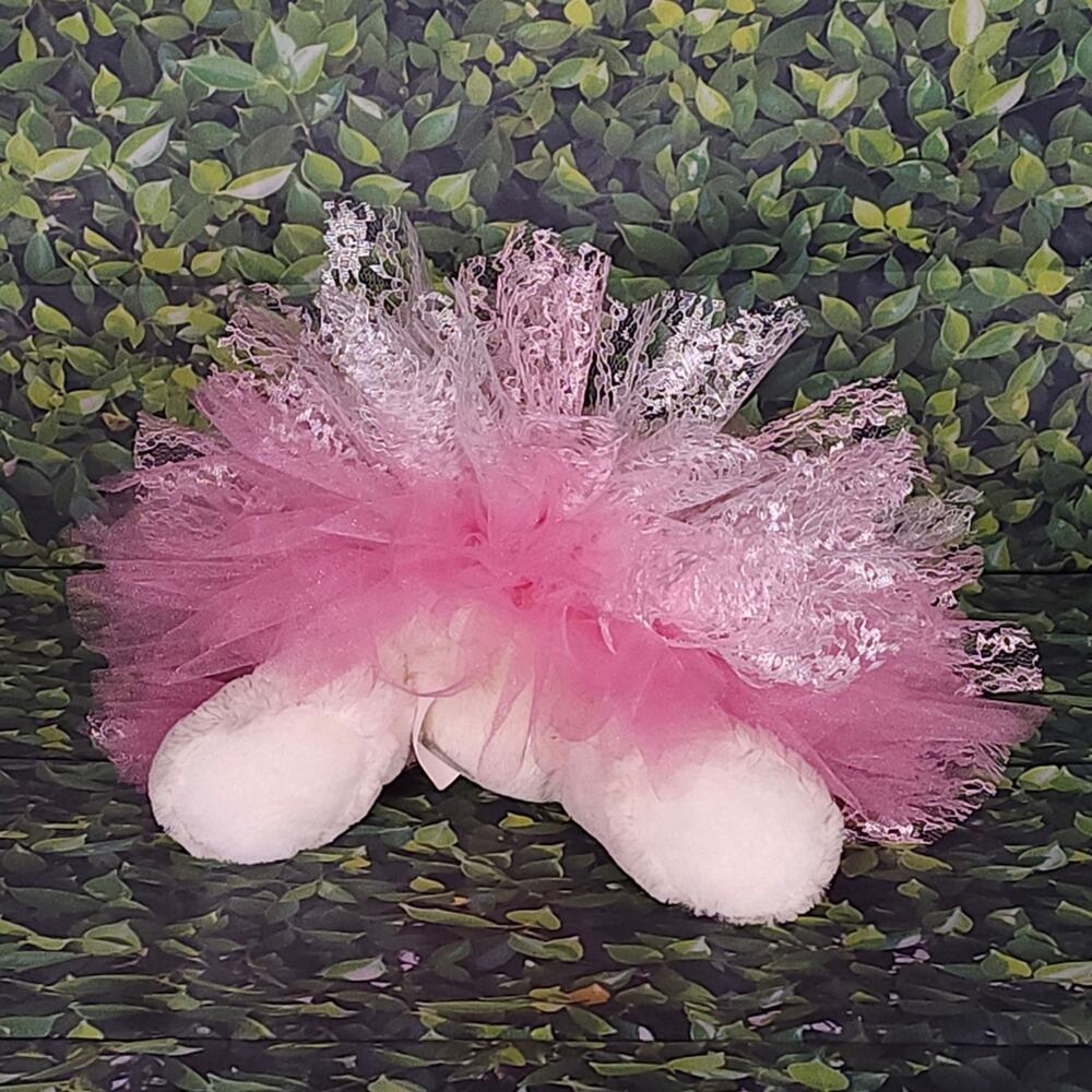 Handmade Puppy Tutu Dress – Pink White – Lace Bow – Small Dog – OOAK - Picture 4 of 15